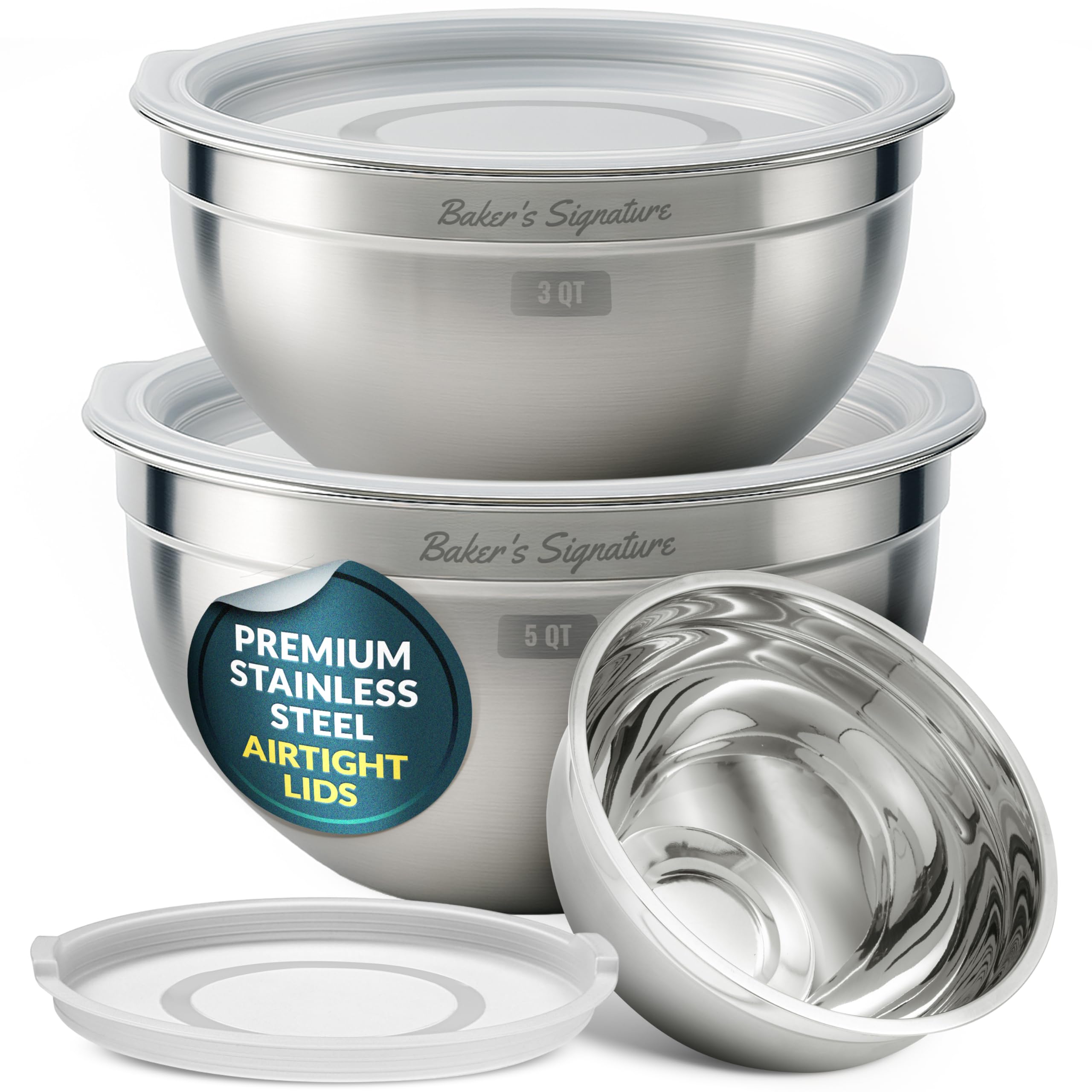 Amazon.com: Baker's Signature Stainless Steel Mixing Bowls With